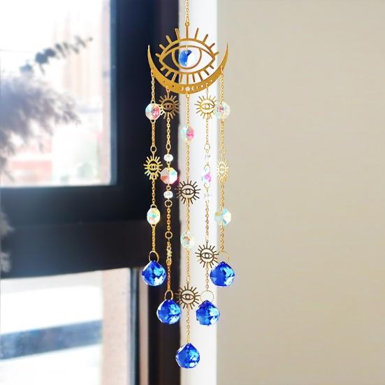 Boho Style Crystal Suncatcher, Hanging Sun Catcher for Windows, Healing Crystal Decor for Home, Crystals Prism Rainbow Maker for Indoor Outdoor