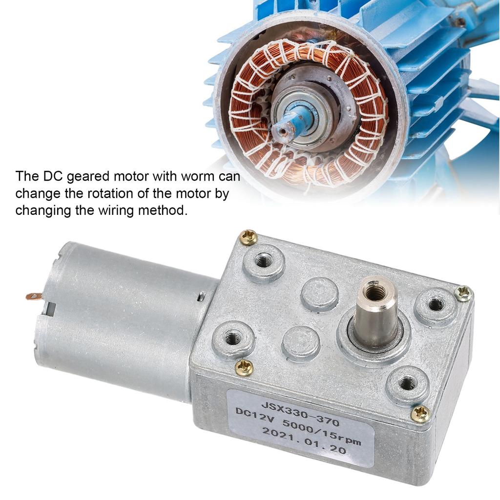 JSX330‑370 DC Worm Gear Motors 15RPM Turbine Reducer Shaft Motor for Door Window Openers 12V