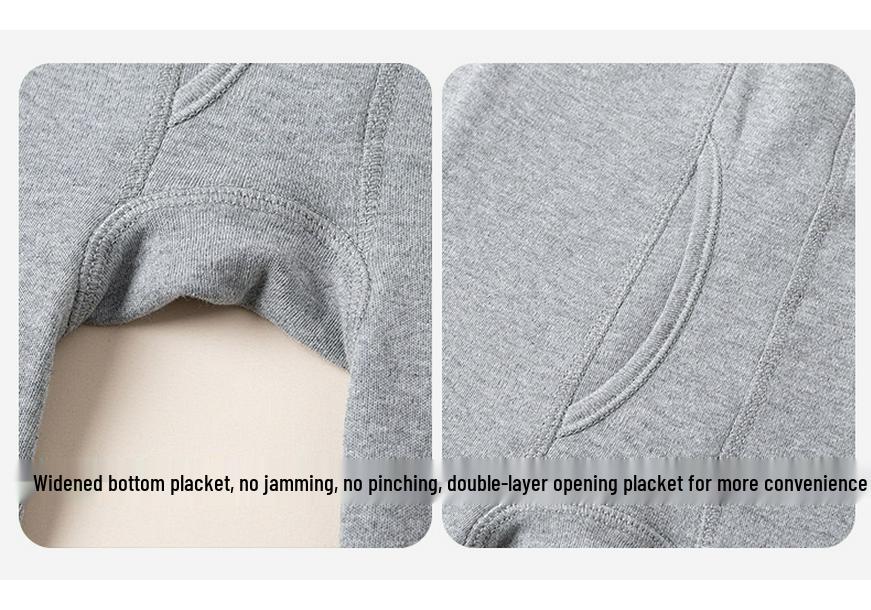 Men's 100% Cotton High-Neck Knit Thermal Set: Antibacterial Top & Bottoms, Plus Sizes