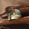 Huitan Fresh Style Green Enamel Women Ring Irregular Design Fashion Party Metal Accessories Gold Color Fancy Jewelry for Wedding