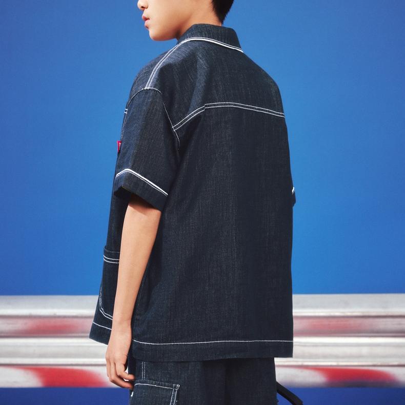 Kids' PUMA Kids' Denim Shirts Lapel Moderate Non-Stretch