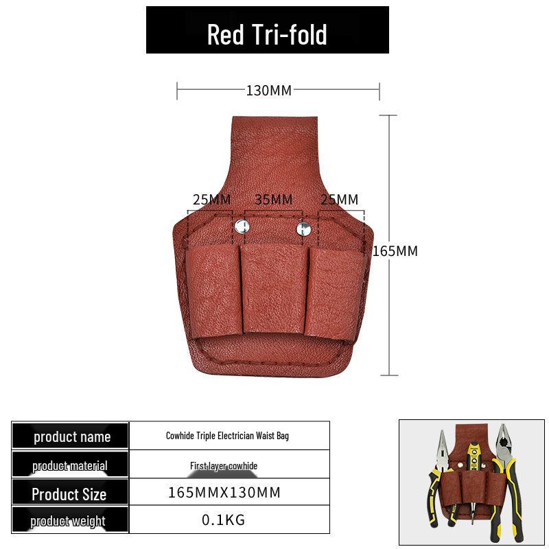 Men's Genuine Cowhide Tool Belt: Multifunctional, Sturdy, Waist-Worn Repair Kit with Five Pieces.