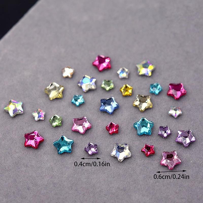 50 Pcs Star 4/6MM Glittering Flat Back Acrylic Crystals Mini Nail Art Rhinestones Color 3D DIY Manicure Decorations Diamond