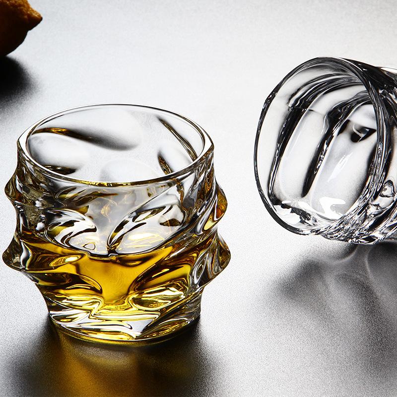 320ml Transparent Cocktail Brandy Cups 2pcs Set Household Whiskey Glass Nordic Classical Foreign Wine Glass Wave Shaped Beer Cup