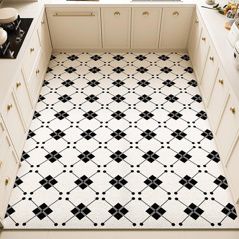 Fresh Kitchen Mat - Waterproof, Oil-Resistant, Non-Slip PVC Leather Area Rug, Easy-Clean and Cuttable Floor Mat for Home Use
