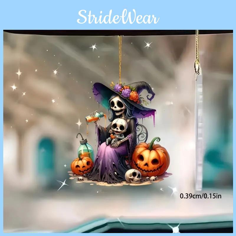 Skull Halloween Themed Pumpkin Pattern Acrylic Pendant For Decoration Holiday
