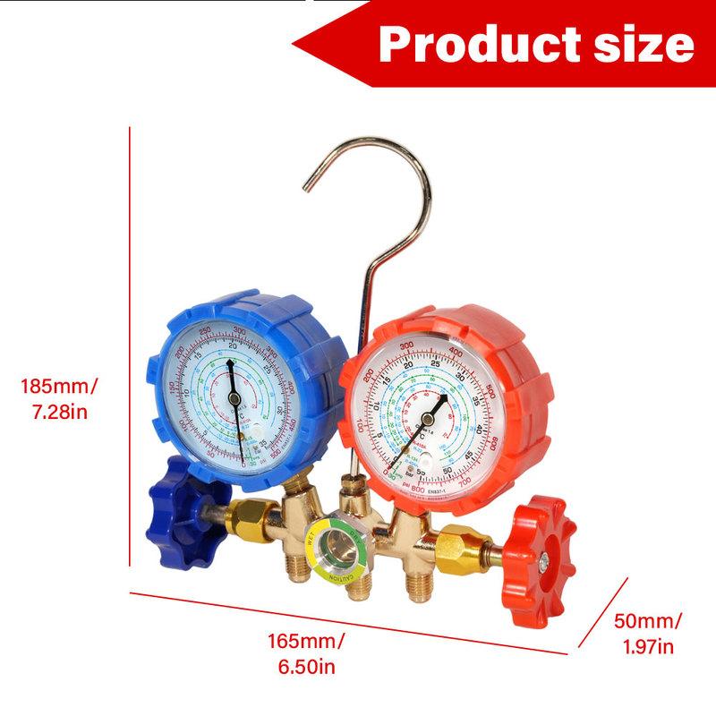 Pro 3 Way AC Diagnostic Manifold Gauge Set with Complete Hose and Hook Kit Advanced Refrigerant Testing Tool for R134A R22 R404A