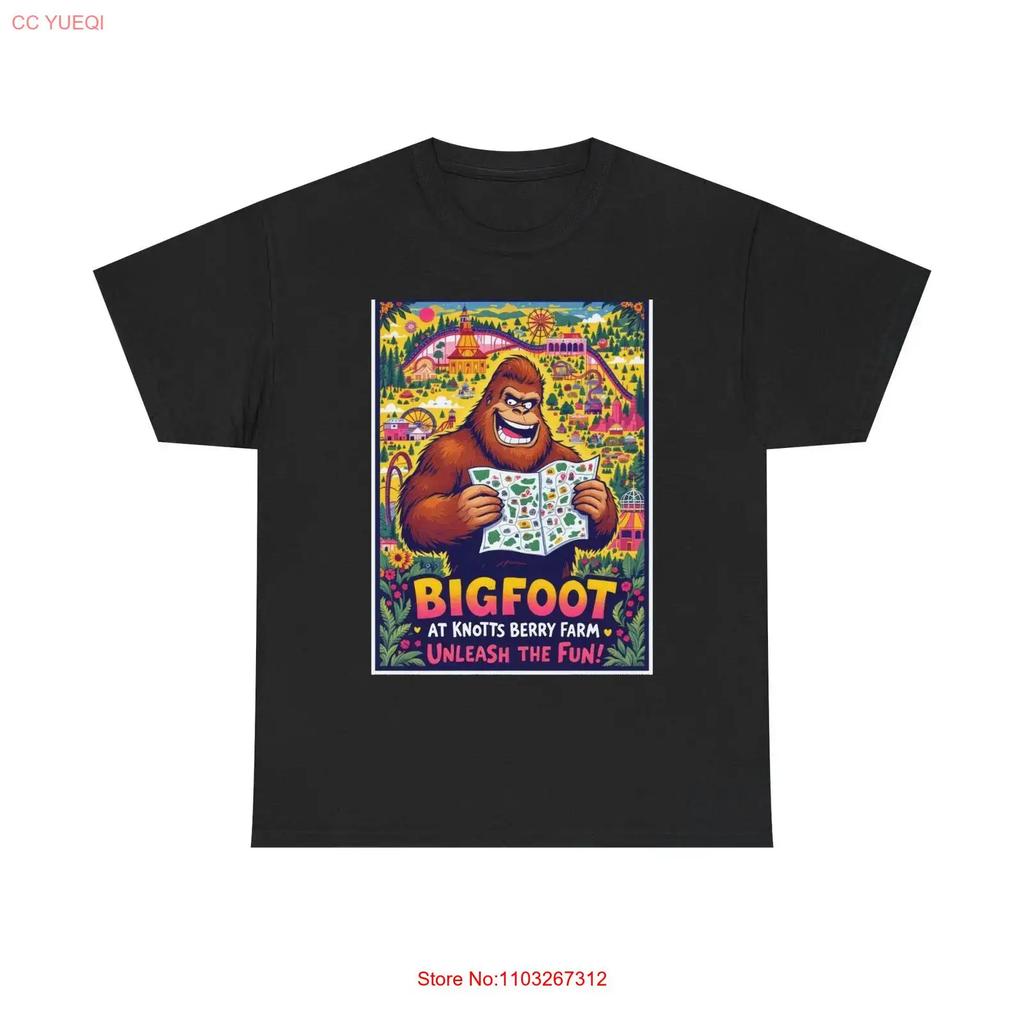 Bigfoot Goes To An Amuseunisext Park T Shirt Sasquatch Theme Vintage Versatile Unisex Soft Stylish Streetwear Fashion