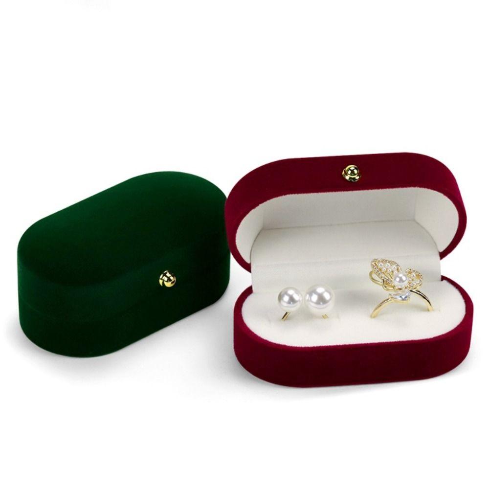 Jewelry Storage Box Wedding Ring Case Velvet Couple Rings Holder Simple Finger Ring Box  Wedding