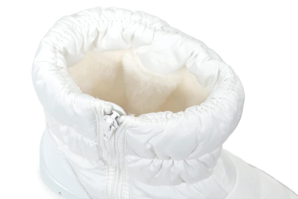 moz U Down Seite Elastische Raffung bei der Kälte Größe M Damenstiefel, Reißverschluss, Öffnung, Wasserabweisend, Wetter, Rutschfeste Sohle, Weiß,