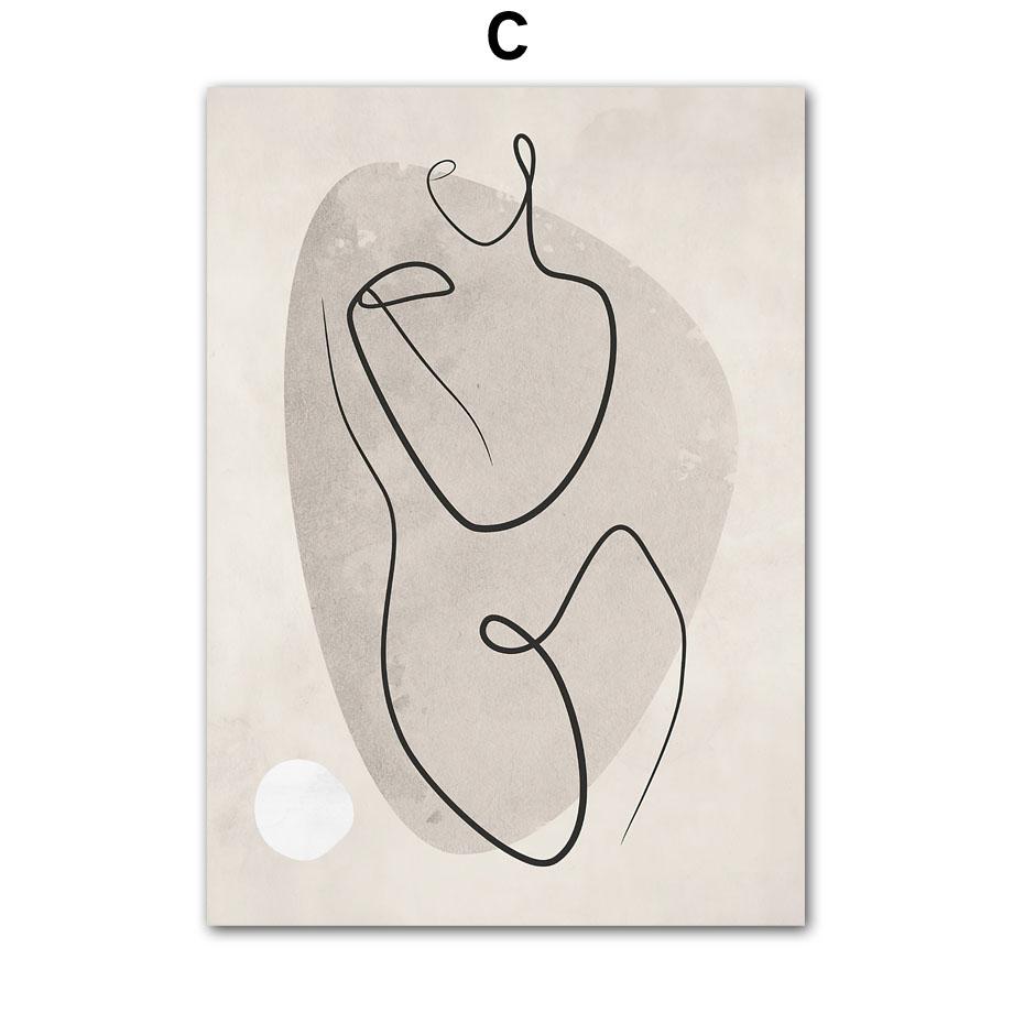 Wall Art Living Room Decoration Canvas Painting Line Drew Girl Body Geometry Minimalism Nordic Posters And Prints Wall Pictures