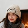 Cute wool hat autumn and winter warm pullover hat versatile ear protection cold hat