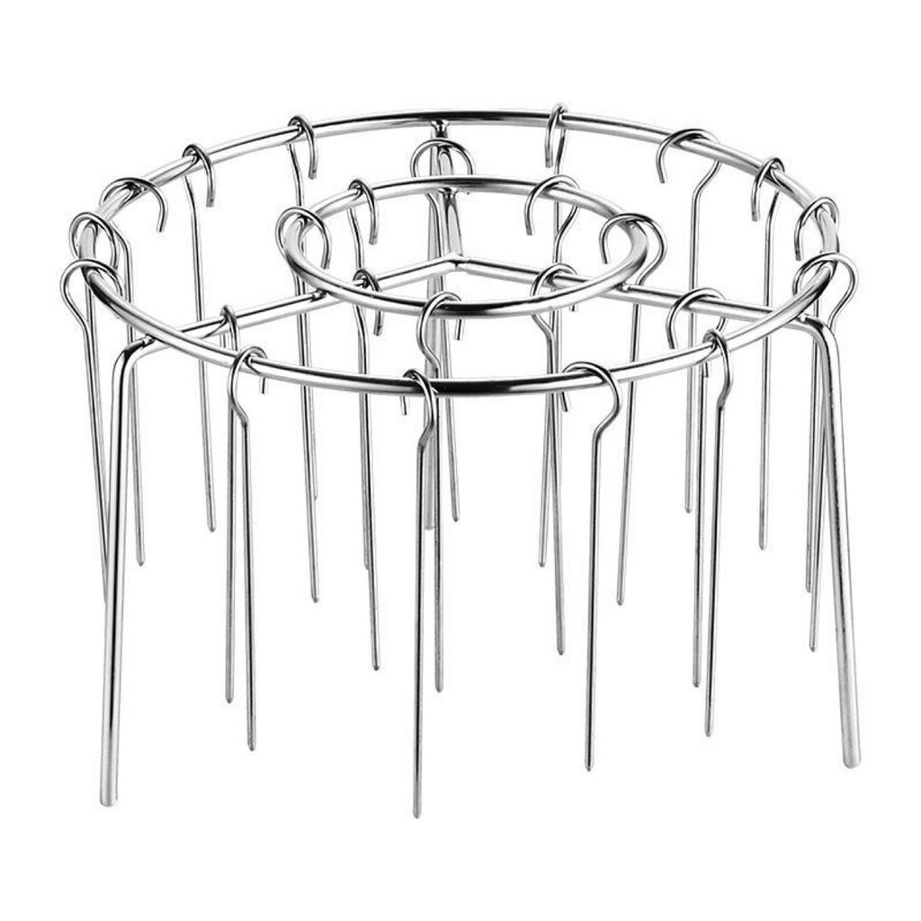 1pcs Vertical Stainless Steel Air Fryer Grill Rack Round BBQ Grill for Home Oven Kitchen Skewers Foldable Design