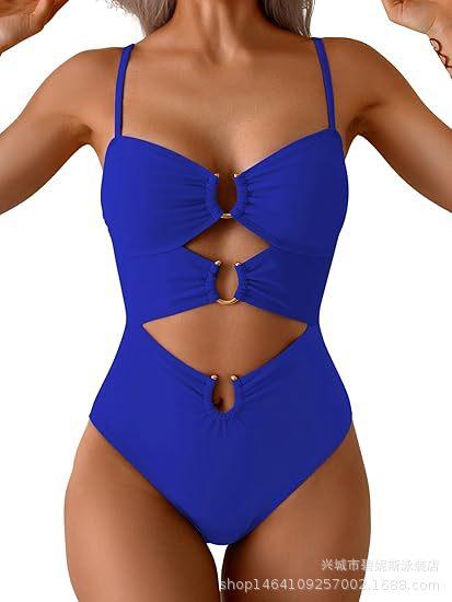 New swimsuit women's one-piece explosion sexy solid color bikini women's swimsuit