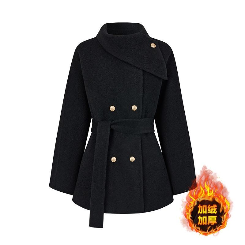 Fashionable Cinched-waist Overcoat, Elegant Woolen Coat for Women Winter