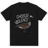 I Choose Violence T Shirt Funny Duck Humor Slogan Short Sleeve T-shirt Womens Loose Oversized T-shirt Streetwear