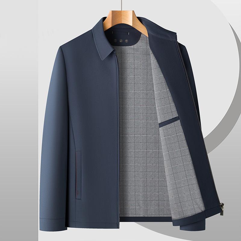 Men's Non-Iron Silk Lapel Jacket - 2026 Spring/Autumn Collection for Middle-aged and Elderly