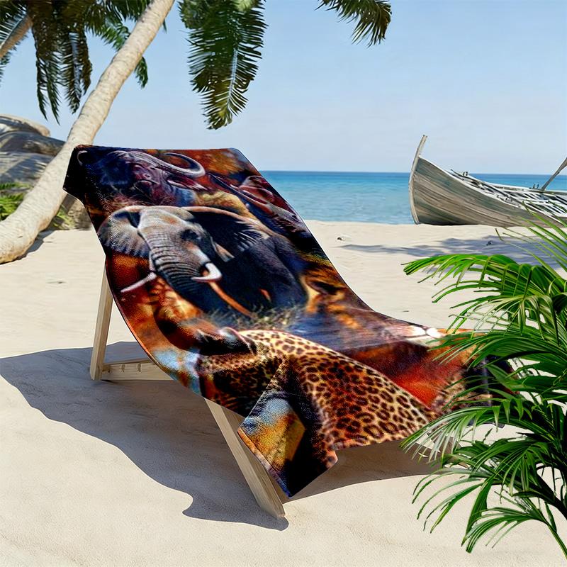 Strandtuch mit Afrikanische Tiere Print, Großes Weiches Schnelltrocknendes Handtuch für Strand Camping Schwimmen