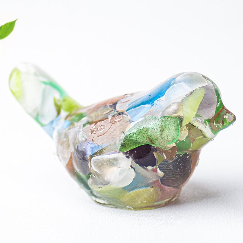 Resin Crystal Bird Figurine With Natural Waterstone For Home Office Decor Gift For Friends