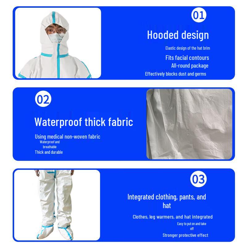 TLXT Protective Coverall Suit with Hood and Face Shield One Size