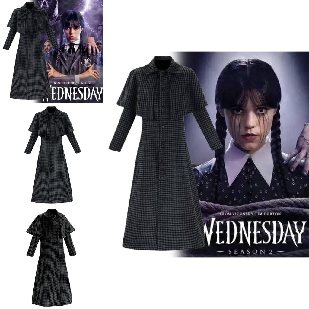 Wednesday Addams Season Two Cosplay Costume With Polyester Blazer For Halloween Parties
