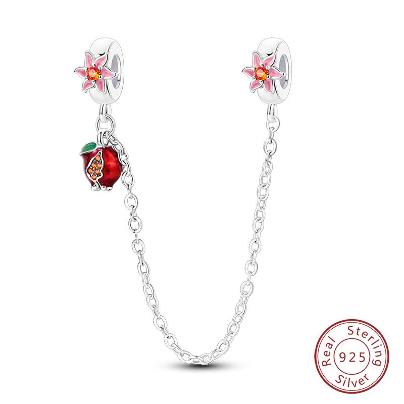 Real 925 Silver Stars & Moon Sunflower Safety Chains Spacer Beads Charms Fit Qikaola 925 Bracelets DIY Jewelry