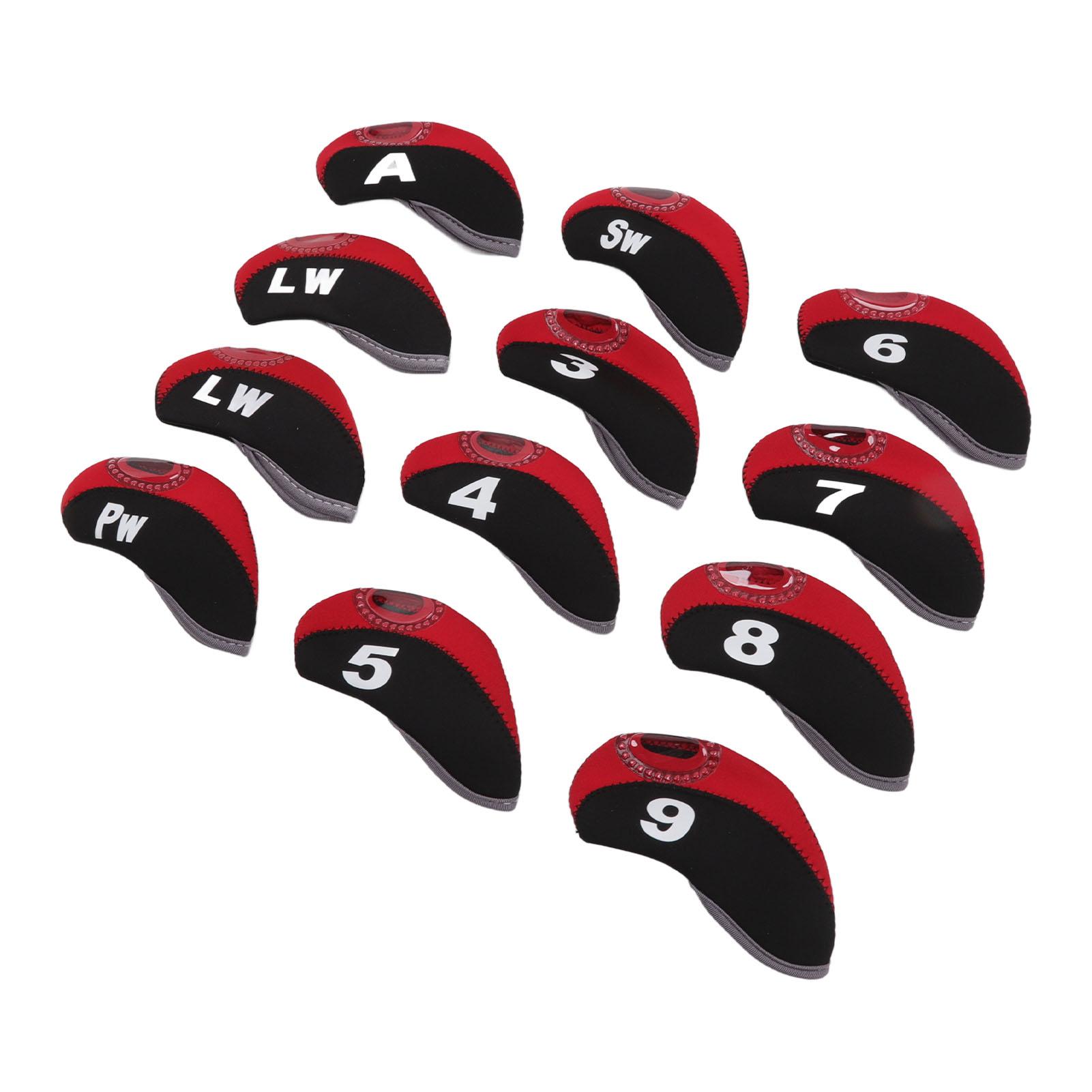 

Набор из 12 чехлов для головки гольф-айрона, набор чехлов для головки клюшки с номерами, красный, подходит для большинства клюшек
