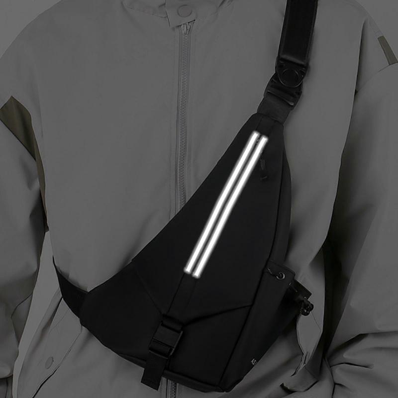 Herren Nachtsicherheits-Umhängetasche Großes Fassungsvermögen Crossbody Brusttasche Mode Reflektierend Wasserdicht Sling Bag Reisegeldbörse Grau