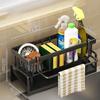 Space Saving Kitchen Sink Dish Rack Sponge Holder Water Drain Basket Countertop Storage Organizer for Cleaning Supplies