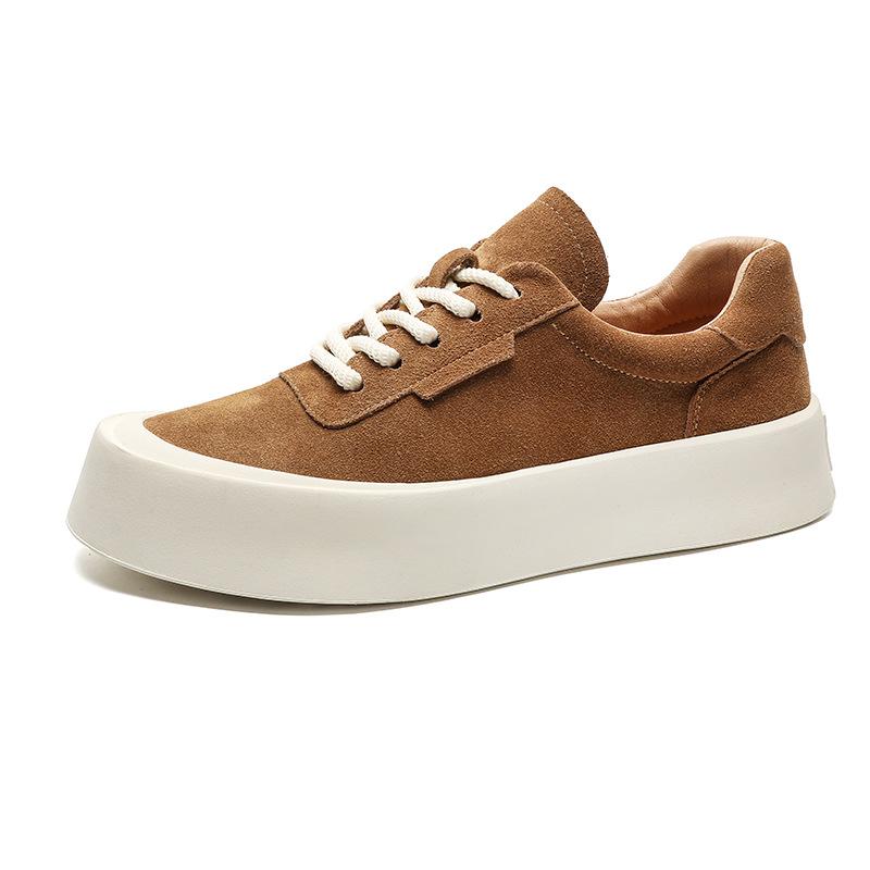 2024 New Men's Casual Leather Board Shoes Trend Versatile Height Increase Youth Niche Leather Shoes Sports Shoes 8008-J