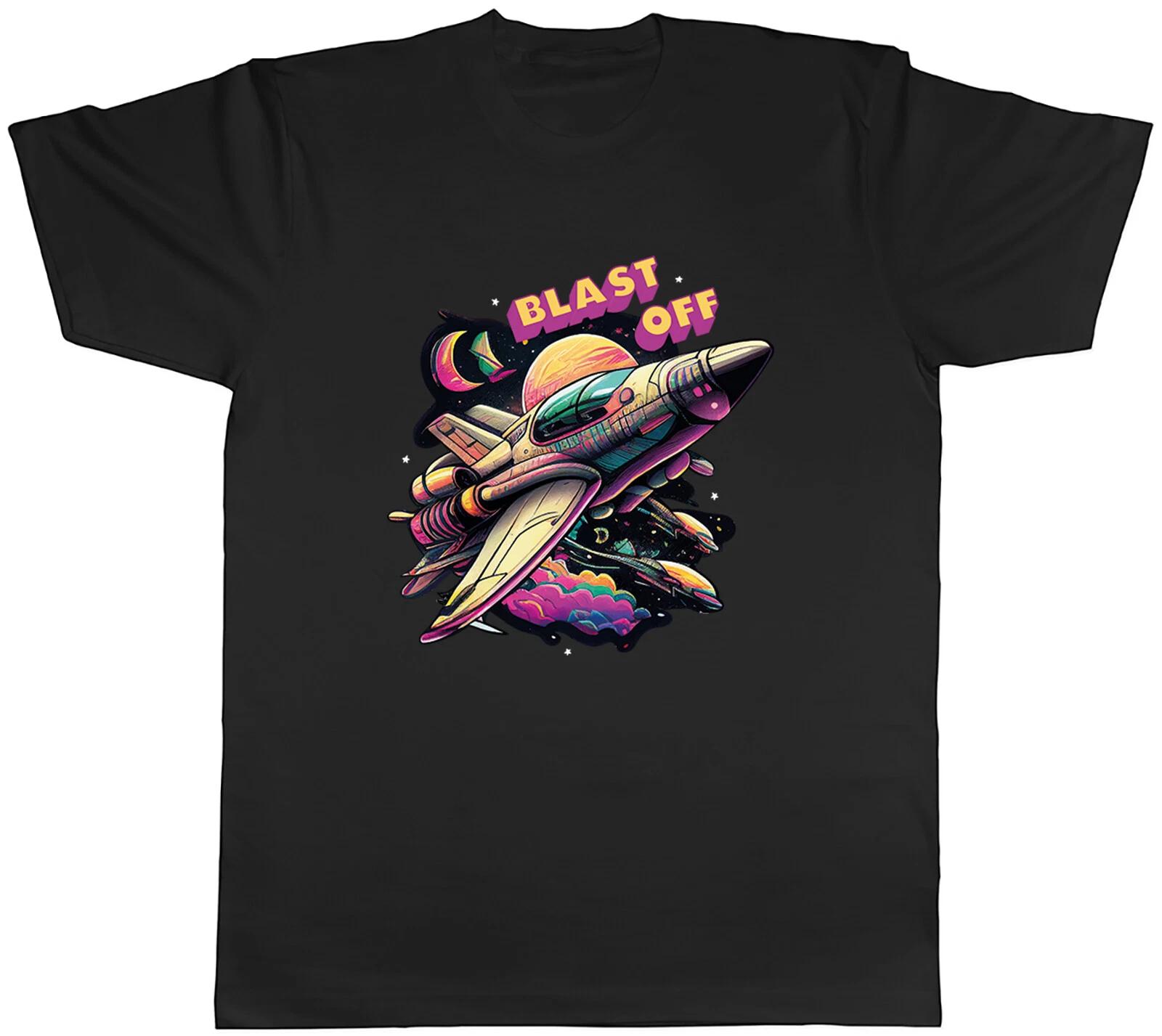 Space Rocket Mens T-Shirt Blast Off Universe Galaxy Unisex Tee Gift M
