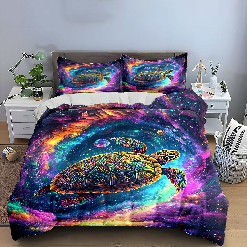 Colorful cosmic turtle design. Bedding sets Duvet cover sets Duvet covers Pillowcases(1 * Duvet Cover 2 * Pillowcases without duvet insert)