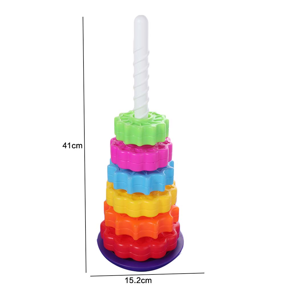 Stackable Rainbow Spinning Stacking Toys Early Education Baby Rotating Stacking Toys  Kids Toddler