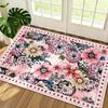 Retro Floral Door Mat Black Vintage Flower Pattern Entrance Floor Rug Luxury Boho Home Decor Carpet Soft Non-Slip Welcome Mat