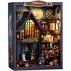 CRESYMME Miniature House Dollhouse Book Nook Kit Wooden DIY 3D Craft Halloween Castle Design