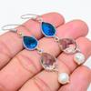 White Topaz, Blue Topaz Gemstone 925 Sterling Silver Jewelry Earring 2.60" GK-6273