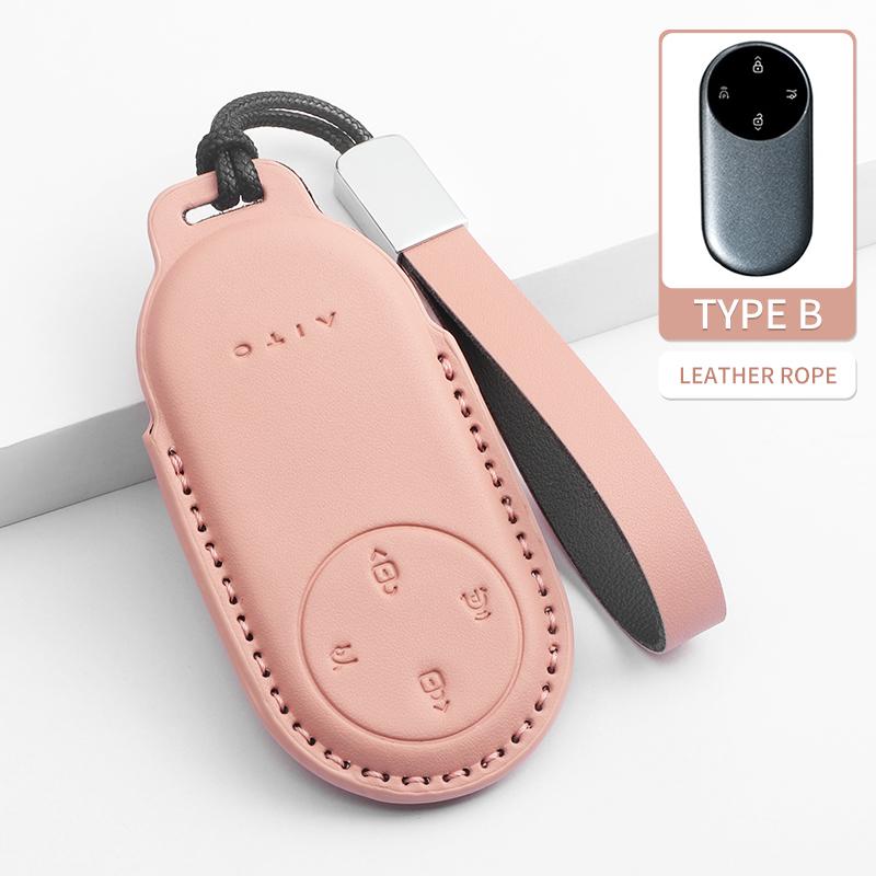 Interior Mouldings Leather Case Cover Car Key Protector Shell Fob Accessories For Aito M5 M7 2024 2022 2023