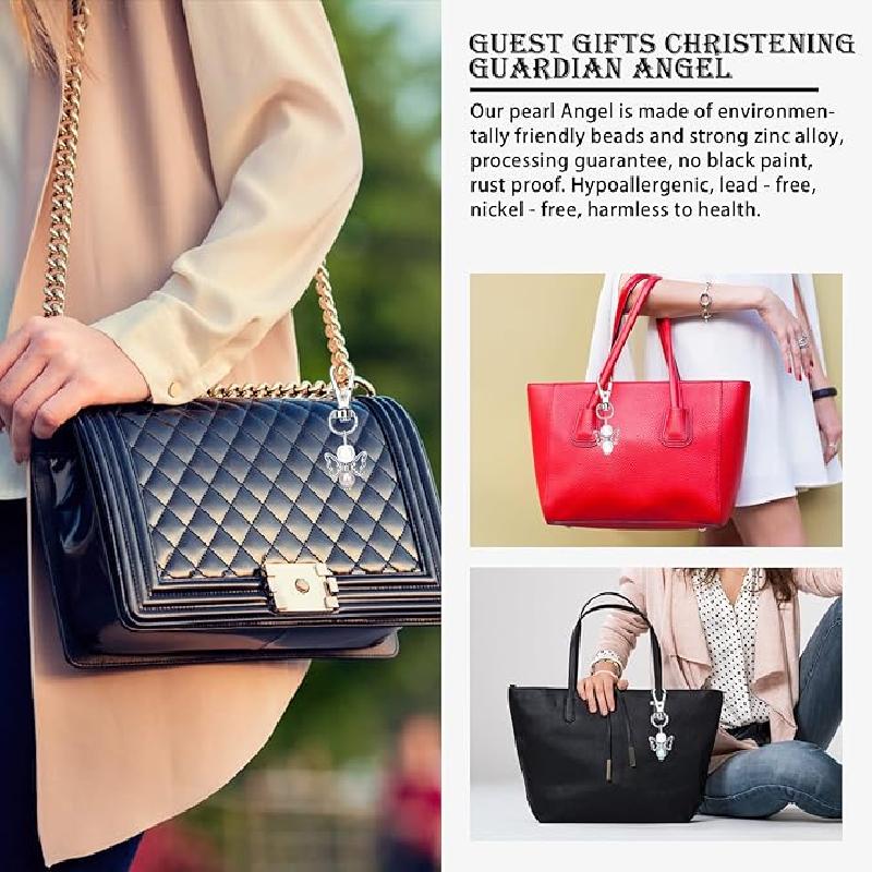 24Set Angel Favors Pearl Keychains Angel Keychain Party Favors for Guests Angel Wing Thank You Tags Tree Baby Shower Wedding