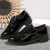 Lucyever Black Patent Leather Loafers Shoes for Women Plus Size Lace Up Office Flat Shoes Women Comfort Low Heels Pumps Ladies
