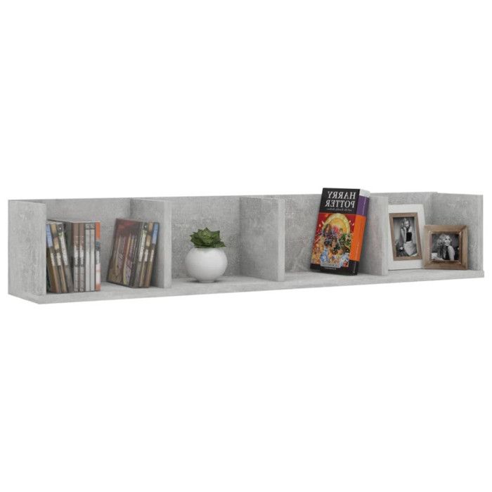 VidaXL Étagère murale à CD Gris béton 100x18x18 cm Aggloméré