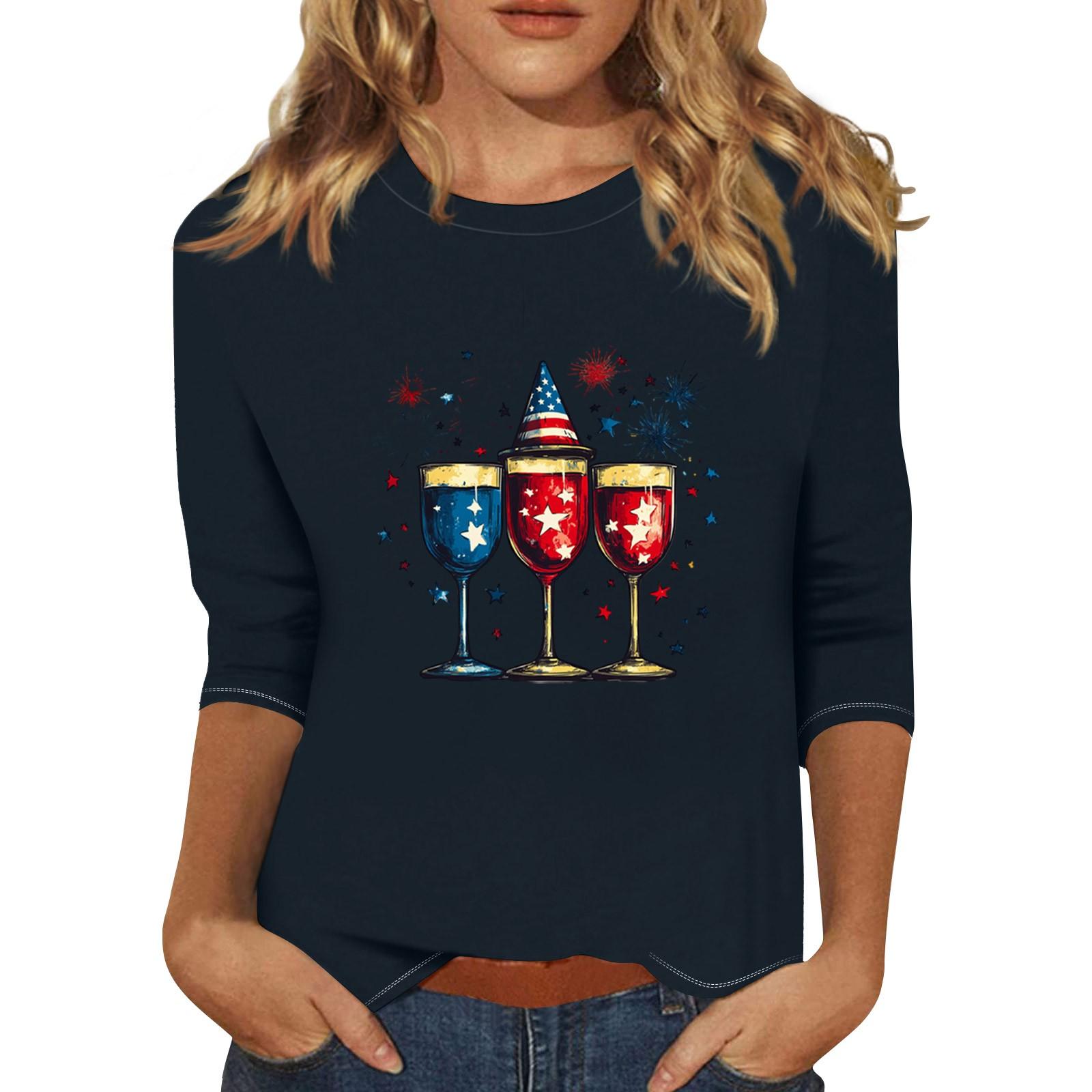 

Женский топ с круглым вырезом и принтом, футболка с рукавами три четверти Футболка с рукавами три четверти L