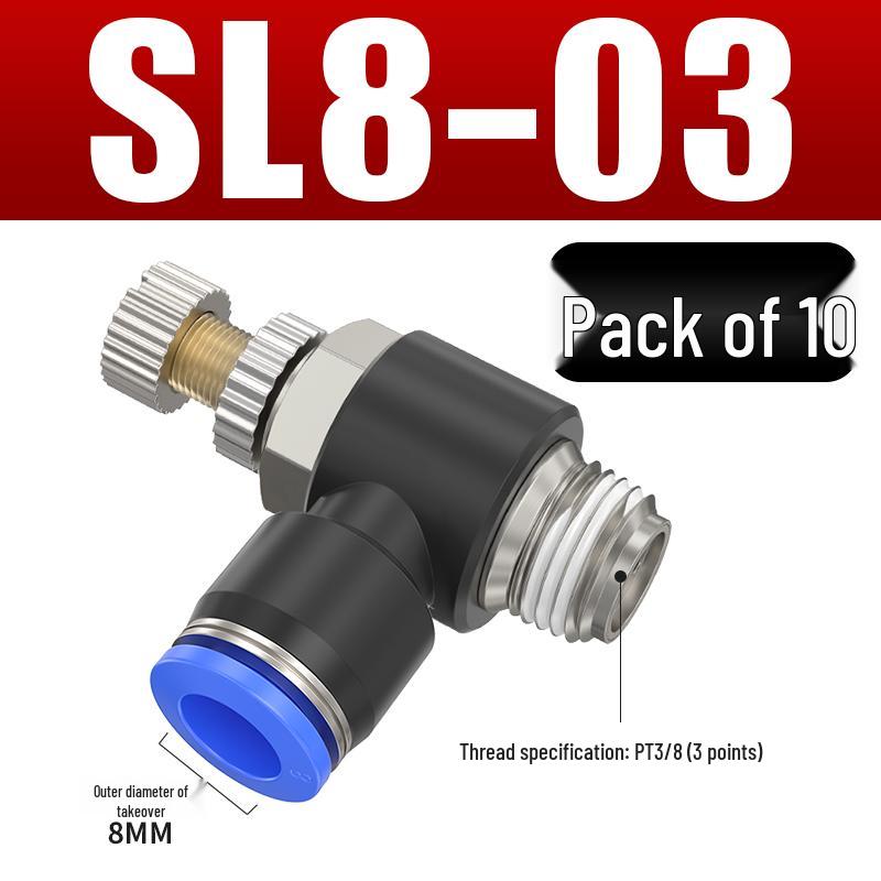 Adjustable Pneumatic Throttle and Speed Control Valve with Quick Connector for Air Tubes SL4 6 8-M5-01-02