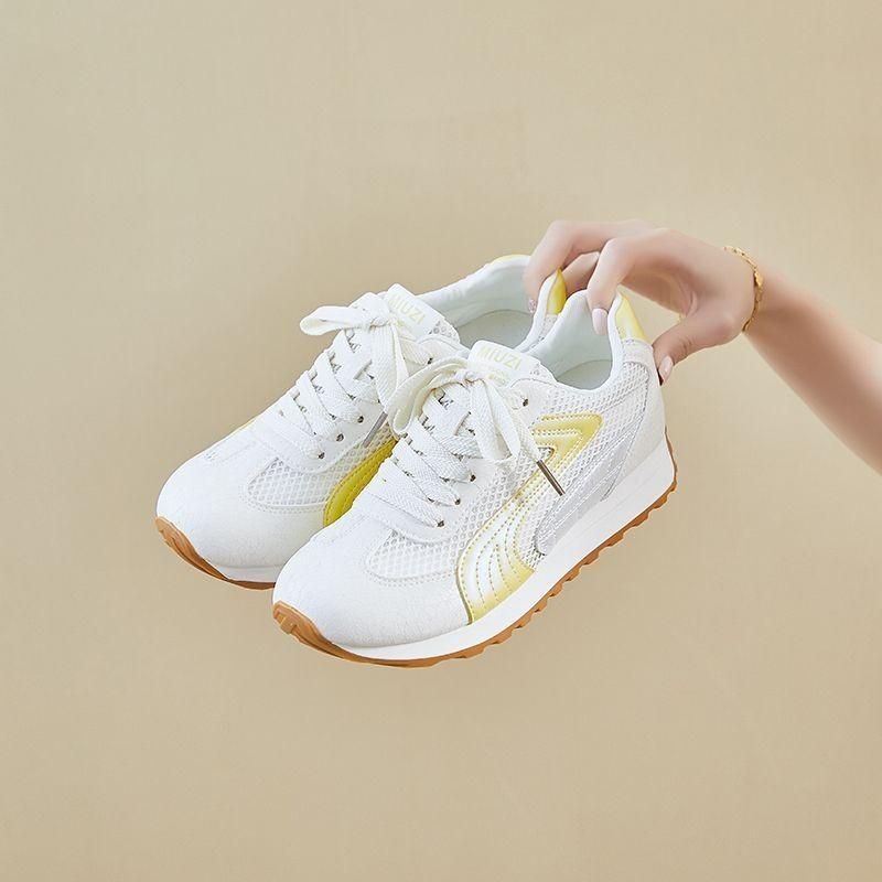 Platform-soled Forrest Gump shoes women's 2025 summer new breathable casual feet small German training shoes mesh light sports shoes