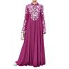 2026 New Cross-border European and American Amazon Dress Ethnic Style Women's Long-sleeved Printed Stand-up Collar Big Swing Dress
