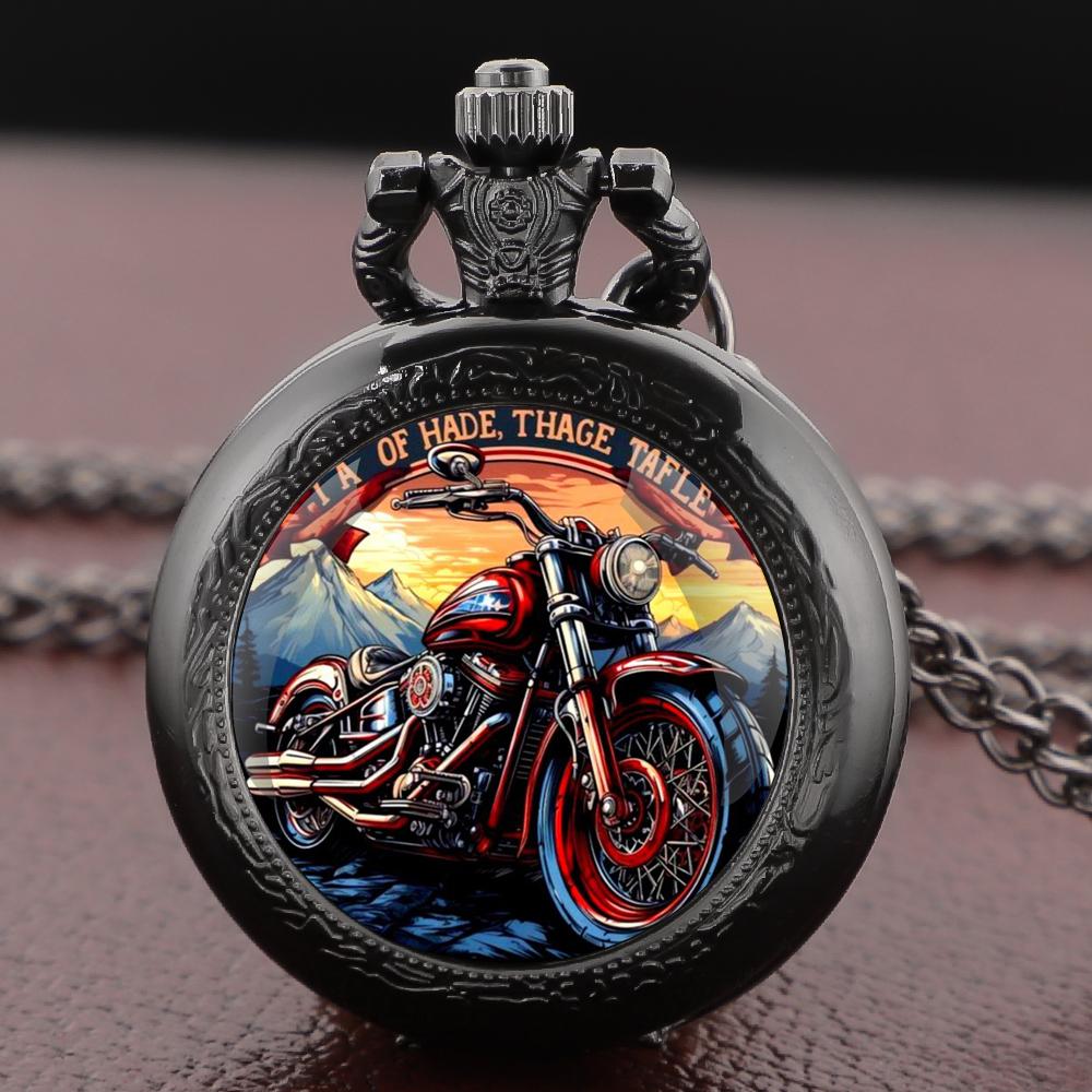 

Motor Design Arabic Black Dome Quartz Pocket Watch Vintage Accessory Women Necklace Pendant Clock Men Gifts Reloj De Bolsillo