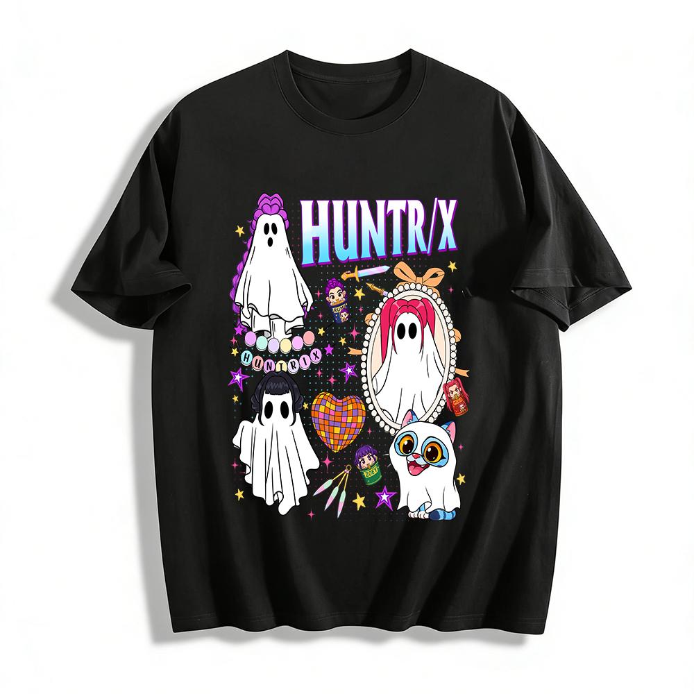 

Huntr/x Ghost Themed Graphic Tee Cute Spooky Character Print Casual Short Sleeve Top Pure cotton T-shirt XXS