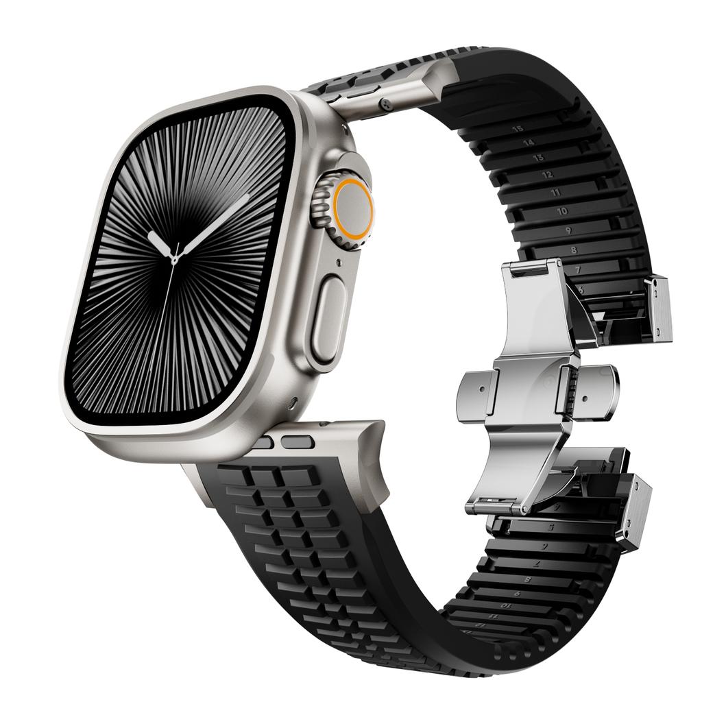Men Bracelet for Apple Watch Ultra2 49mm Series 10 46mm Silicone Band Suitable Iwatch 7 8 9 45mm Se 4 5 6 44mm Adjustable Correa