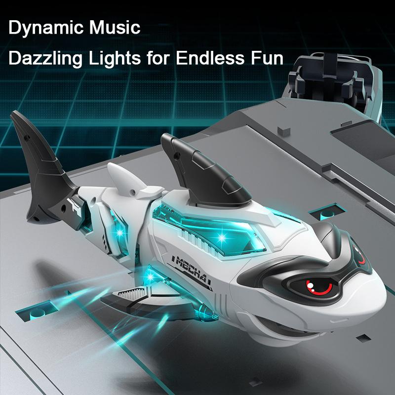 Electric Shark Robotic Toy With Led Lights & Sound Effects - Auto-Drive Crawling Fish, Plays Music Interactive Gift For Kids