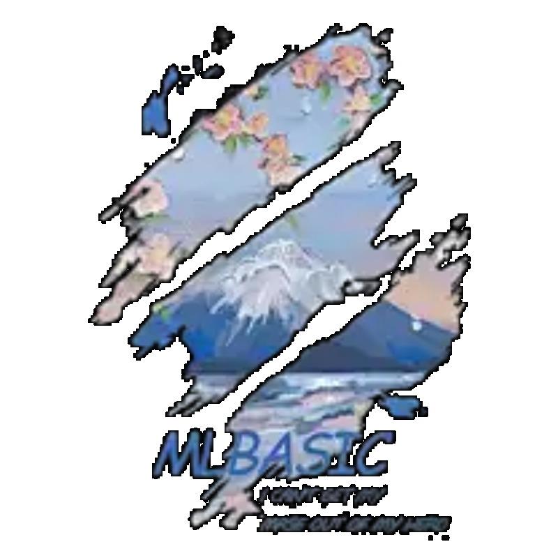 Oversized T Shirt Black Mount Fuji Floral Print With ML BASIC Text Casual Streetwear Fashion For Women