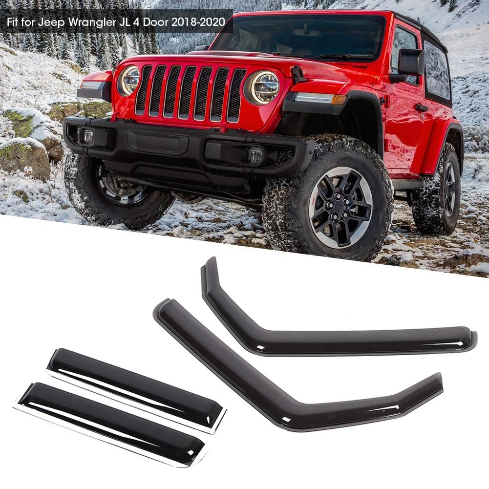 Clip On Window Visor Sun Rain Guard Defector Fit for Jeep Wrangler JL 4 Door 2018 2020